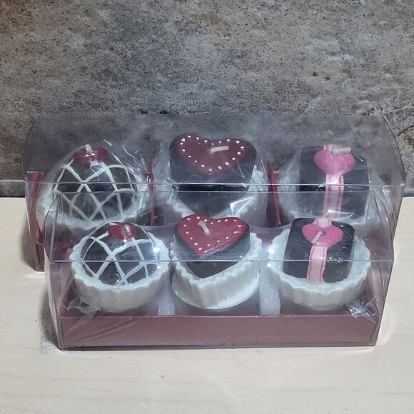 Decorative Truffles Heart Shaped Candy Chocolate Candle Gift Set Set of 2 - Picture 2 of 8